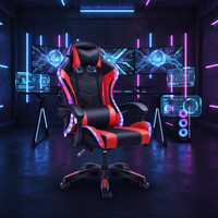Chaise de jeu de style exécutif moderne avec fonction de levage, massage et refroidissement, cadre métallique, cuir synthétique pour la maison et le bureau à domicile