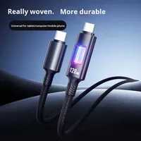 Câble de charge rapide double Type-C 5A avec gaine en TPE pour téléphones mobiles Oppo/Vivo/Apple/Huawei, écouteurs et tablettes