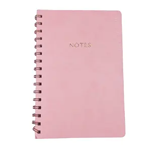 Pink Soft PU Leather Cover Schedule Spiral Coil Journal Notebook