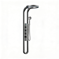Ensemble de douche en acier inoxydable noir, moderne et luxueux, avec affichage numérique LED, jet de pluie, cascade, haute pression