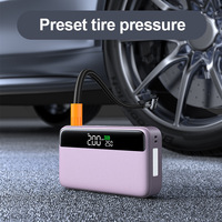 Démarreur de voiture 4 en 1, gonfleur de pneus 12V, batterie externe 10000mAh, lampe LED SOS, allume-cigare, courant de crête 1500A, violet, pour petite amie, fête des mères