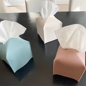 Leather Tissue Box Cover Leather Latest Custom House Decorative PU Leather Tissue Box Cover Rectangular Tissue Facial Paper Cover Case