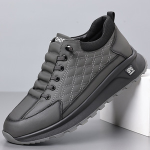Chaussures de marche blanches sportives à lacets pour hommes en cuir véritable avec semelle extérieure en caoutchouc amortissante, légères, tendance, à bout fermé - Product Image 1