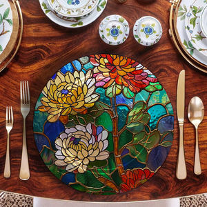 زجاج قابل للتخصيص 13 إنش بتصميم زهور من البلاستيك PP مستدام لحفلات الزفاف والمآدب والمناسبات الفندقية-MOQ - Product Image 2