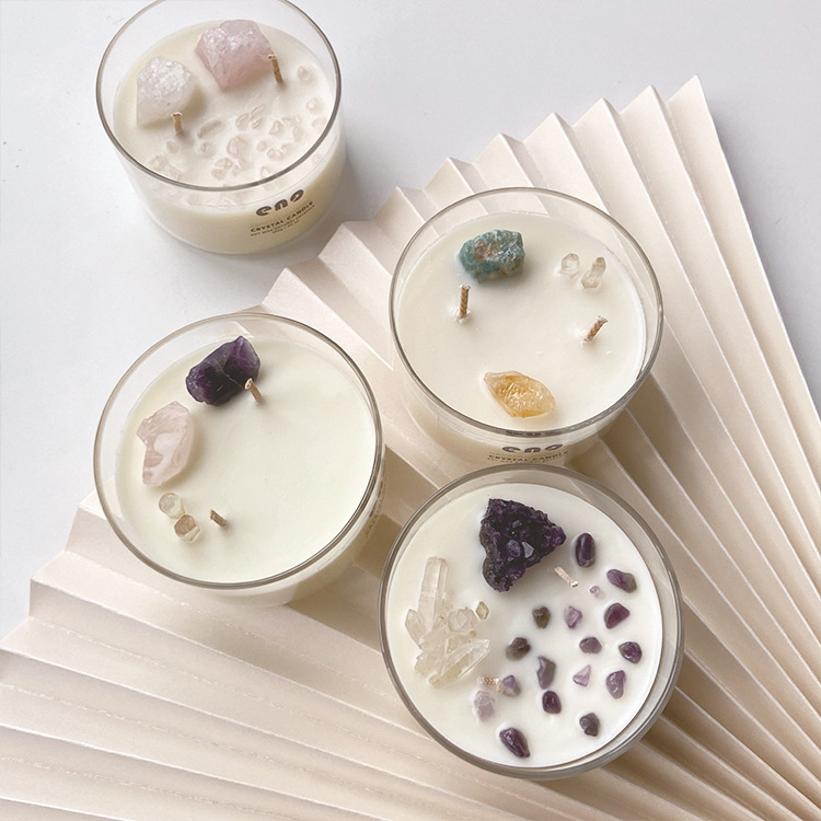 AROMA HOME آرم سفارشی شمع های سنگ کریستال موم سویا با معطر بزرگ 10 اونس 3