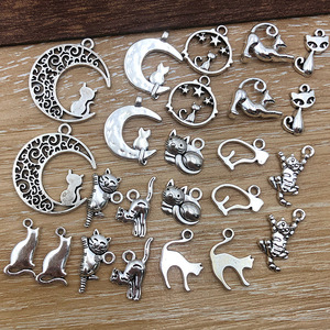 Breloques en alliage d'argent antique en forme de chat, formes variées, pour la création de bijoux DIY (bracelets, colliers, pendentifs) et accessoires d'artisanat - Product Image 4