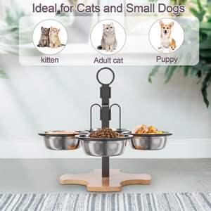 Toptan yükseltilmiş köpek maması kaseleri 3 yükseklik ayarlanabilir yükseltilmiş köpek kedi kase <span class=keywords><strong>stand</strong></span>ı ile 4 paslanmaz çelik kase kaymaz Pet besleyici - Product Image 3