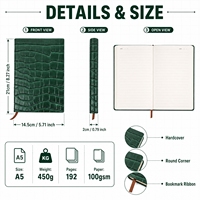 Diario de Tapa Dura de Cuero con Grabado de Cocodrilo Personalizado, Cosido con Hilo, 100 Hojas, Cuaderno Personalizado con Iniciales - Regalo