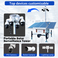 OKAF 4*200W tour de surveillance mobile à énergie solaire CCTV caméra de sécurité remorque 4G 5G