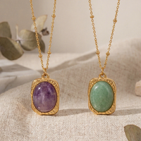 Collier pendentif en pierre naturelle plaqué or 18 carats en acier inoxydable HECATE, chaîne minimaliste, bijoux de fête pour femmes