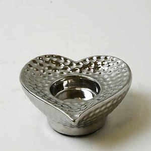 Silver Dimpled Heart <b>Tealight</b> <b>Holder</b> - Product Image 1