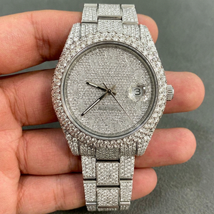 Reloj Mecánico Analógico de Acero Inoxidable con Diamantes Moissanite de Corte Brillante, Estilo Hip Hop para Hombre, Ideal para Fiestas - Product Image 1