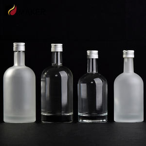 Kosong 100ml 200ml 375ml 500ml 750ml 50cl 75cl kecil bulat kaca wiski Tequila anggur minuman keras botol dengan karet Stopper - Product Image 2