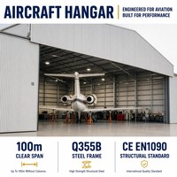 Hangar d'aviation en structure acier sur mesure pour le stationnement d'avions, le stockage aéroportuaire et l'atelier de maintenance