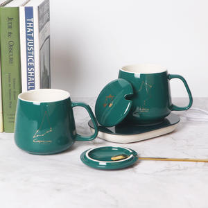 Twelve Constellation Ceramic <b>Mug</b> <b>Set</b> With Lid And Spoon 55 Degree Warming Cup Gift For Personal Present - Product Image 1