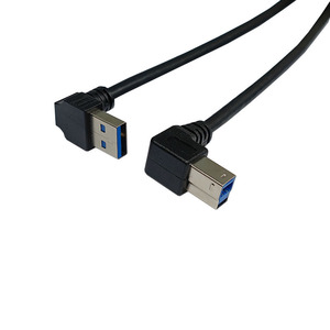 <b>Usb</b> 3.0 Right Angle Data <b>Cable</b> A Male To B Male 90 Degree Black Copper Wire High Speed <b>Printer</b> Connection - Product Image 1