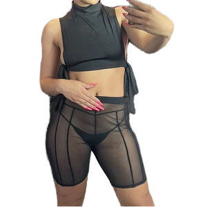 Shorts de sport imperméables tendance été 2026, élégants, en dentelle et maille, taille haute, sexy, décontractés, grande taille, coupe ajustée, streetwear - Product Image 1