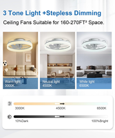 Ventilateur de plafond moderne télécommandé de 20 pouces avec lumière, ventilateurs de plafond encastrés pour chambre à coucher, chambre d'enfant et salon