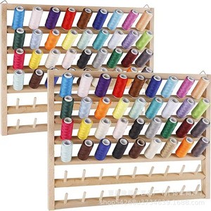 Organizador de Hilo de Madera para Montar en la Pared, con Capacidad para 54 Bobinas, Soporte para Máquina de Coser, Forma Rectangular, Madera de Haya Sólida - Product Image 1