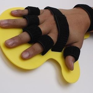 Tabla de separación de cinco dedos, tabla de fijación de plástico para mano, muñeca y palma, rehabilitación de dedos amarillos para hemiplejia por accidente cerebrovascular - Product Image 2