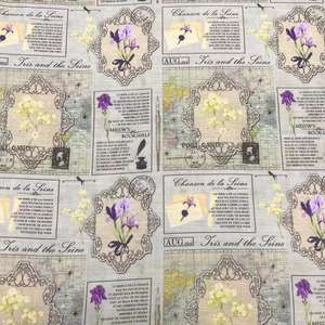 Haute qualité Vintage <span class=keywords><strong>Iris</strong></span> <span class=keywords><strong>Tectorum</strong></span> Jacquard tissu impression numérique Ramie Polyester Slub lettre papier Style pour les vêtements des filles - Product Image 2