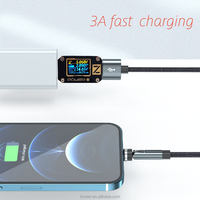 360 °   Kabel Pengisian Daya Magnetik Berputar 3A Kabel Data USB LED Berbahan Nilon untuk Ponsel, Mobil, dan Perjalanan