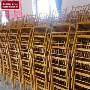 Toptan ucuz altın şerit metal olay ziyafet düğün sandalyesi istiflenebilir tiffany Chiavari napolyon sandalyeler yastık ile