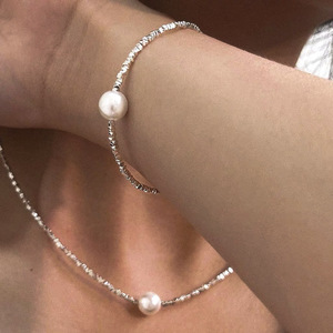 S925 gümüş 9-10mm doğal tatlı su incisi kolye ışık lüks moda köprükemiği çerçeve ayarı için mükemmel hediye - Product Image 2