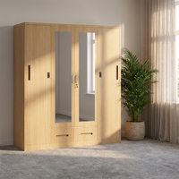 Armoire moderne à portes coulissantes en acier avec miroir et tiroirs, meuble de chambre à coucher