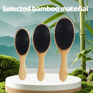Peine de bambú natural con cojín de aire para alisar y definir rizos, cepillo de madera con cerdas para el cabello y la barba. - Product Image 4