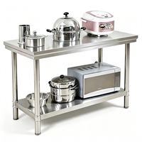 Mesa de Trabajo de Acero Inoxidable de Alta Resistencia, Mesa de Preparación Comercial para Chefs, Banco de Trabajo para Restaurante, Hotel, Isla de Cocina con Estante