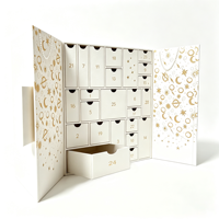 Boîte de compte à rebours de Noël en carton blanc, calendriers de beauté, assortiment de nouveautés de Noël, calendriers de l'avent imprimés pour cosmétiques