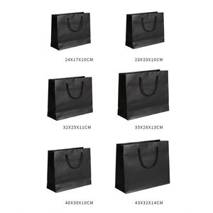 LH Recyclable Eco-Friendly Black Kraft Paper <b>Bags</b> with Custom Logo and Screen Printing for Bakery Use - Product Image 3