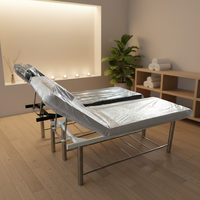 Table de massage et lit de spa en acier inoxydable simple avec pieds réglables et dossier réglable, mousse de 7 cm, taille personnalisable, pour salon de beauté, école, salon