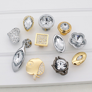 Single-hole diamond crystal handle modern wardrobe cabinet <b>drawer</b> small handle hardware <b>drawer</b> pull - Product Image 2