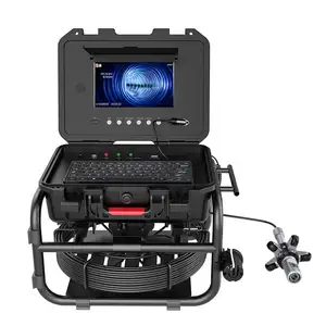 360 Rotating Sewer Pipe Inspection Camera 9"I Nch IPS+1080P Screen+512HZ Transmitter+Meter Counter+Keyboard