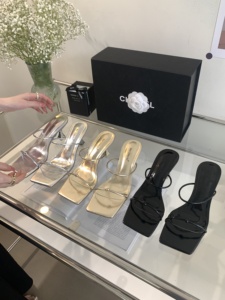 2023 New Open Toe Sandals for Women High Quality Thick Heel Ankle Strap Narrow Band Mesh Cushioning Anti-Slip for Summer - Product Image 4