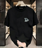Grandes Nouveautés T-shirt Homme en Coton Pur à Manches Courtes pour l'Été, Respirant, Coupe Ample, Décontracté, Grande Taille, Imprimé Lettres, 250g