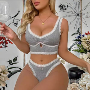 INS Beliebtes Europäisches und Amerikanisches Spitzen-Sweetheart-Set mit Schleife, Sexy Polyesterfaser 2-Teiliges Lingerie-Set mit Mittlerer Formgebung - Product Image 3