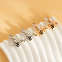 Boucles d'oreilles pendantes en forme d'abeille mignonnes et tendance, incrustées de zircon, style forêt simple, animaux exquis, cadeau pour filles