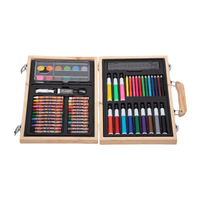 2023 vente chaude marqueurs crayons de couleur aquarelle gâteaux boîte en bois pour artiste bureau étudiant 68 pièces