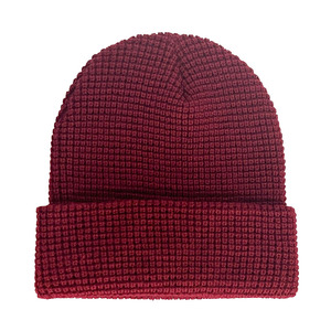 Benutzer definierte Unisex Acryl Waffel Skull ies Beanie Cap,Plain Dyed Leder Patch Logo Gestrickte Winter mütze Fisherman Beanie - Product Image 2