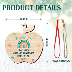 Ornement suspendu en forme de pomme en bois, couleur naturelle, entièrement peint, décoration de sapin de Noël - Product Image 5