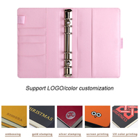 Organisateur de budget portable en cuir PU rechargeable personnalisé, couverture de classeur à anneaux A6 5, format macaron, vente en gros