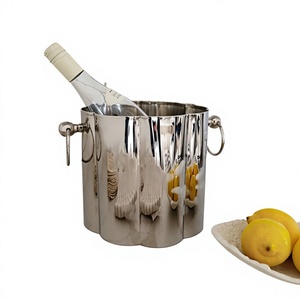 Seau à glace en métal poli miroir, style français, refroidisseur à vin en métal de haute qualité pour la décoration de fêtes, fournitures pour événements, décoration de table de bar - Product Image 1