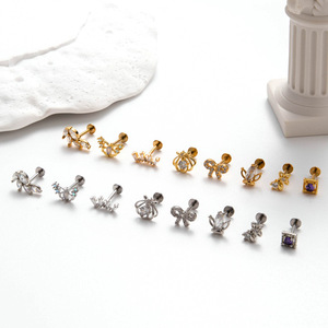 Piercing <span class=keywords><strong>de</strong></span> Titanio <span class=keywords><strong>Gaby</strong></span> ASTM F136 G23, Tipo Push Pin, 18g, Sin Rosca, Titanio Dorado, Labret, Pendientes <span class=keywords><strong>de</strong></span> Espalda Plana, Joyería Corporal al por Mayor - Product Image 4