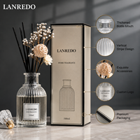 Flacon diffuseur de parfum en verre côtelé élégant de qualité supérieure 50ml 100ml 200ml, flacon vide décoratif pour diffuseur d'arômes