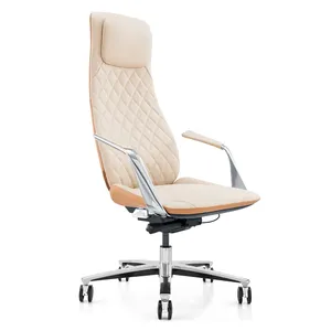 Commercial Furniture High Back Genuine Leather Office Chair With Luxury Design Cadeira Escritorio