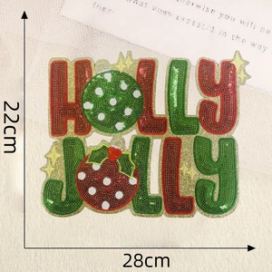 Parches de Fieltro Termoadhesivos con Lentejuelas de PVC Bordadas con Diseño Navideño de Moda Inglesa para Bolsos y Abrigos - Product Image 2