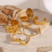 Bracelet manchette en acier inoxydable doré de style européen et américain, haut de gamme, design original, large, transfrontalier
